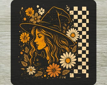 Boho Floral Halloween Witch DTF Transfer Ready To Press, Autumn Vibes DTF Transfers for Shirts, Fall Season Dtf Prints