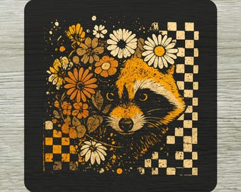 Boho Floral Raccoon DTF Transfer Ready To Press, Vintage Halloween DTF Transfers for Shirts, Spooky Raccoon Dtf Prints