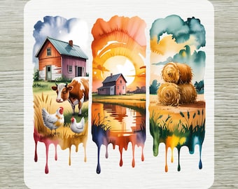 Watercolor Western Farm House DTF Transfer, Vintage Brushstroke Small Town Ready To Press, Western Summer Shirt Design Iron on