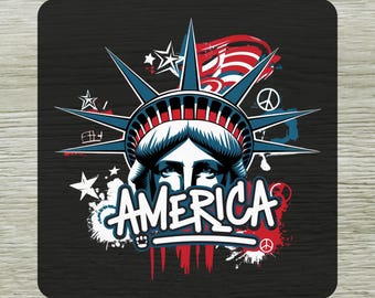 Statue of Liberty DTF Transfer, 4th of July America Ready To Press, USA Patriotic Design