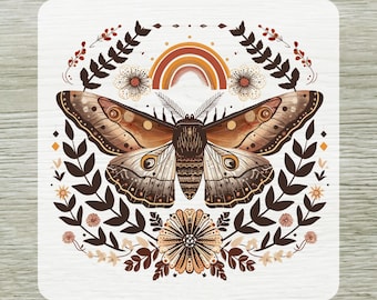 Boho Butterfly Rainbow DTF Transfer, Vintage Floral Moth Witchy Shirt Print Ready To Press