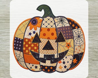 Faux Patchwork Pumpkin DTF Transfer, Spooky Halloween Ready to Press, Trendy Fall Autumn Dtf Transfers for Shirts