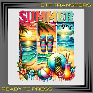 Summer Vibes Dtf Transfer,  Tropical Beach Ready To Press, Sunset Beach Shirt Design, Coastal Beach Dtf Print, Dtf Transfer Ready To Press