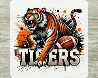 Tigers Mascot DTF Transfer Ready To Press, Fierce Tiger Football DTF Transfers for Shirts, School Spirit Sports Team Iron-on