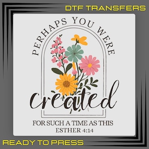 Vintage Christian DTF Transfer: Bible Verse Floral Design, Ready To Press