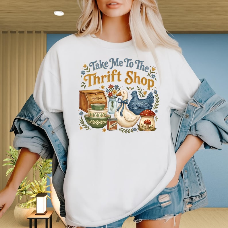 Take Me To The Thrift Shop DTF Transfer, Vintage Shopping Lover Cottagecore Shirt Print Ready To Press image 2