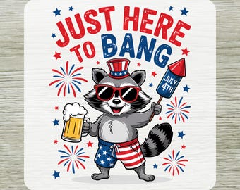 4th of July Patriotic Raccoon DTF Transfer, Ready To Press Independence Day Shirt Design