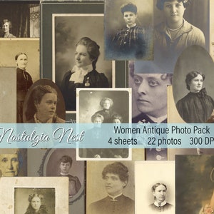 Antique Photos of Women Digital Download Digital Collage Sheet Vintage Photos Junk Journal Collage Hi-Res Digital Ephemera Antique Ephemera