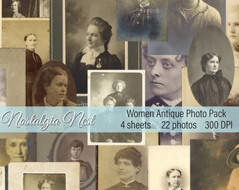 女性のアンティーク写真デジタルダウンロードデジタルコラージュシートヴィンテージ写真ジャンクジャーナルコラージュ高解像度デジタルエフェメラアンティークエフェメラ