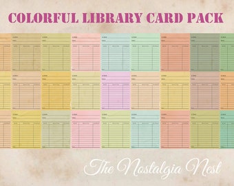 Color Library Card Printables Junk Journal Ephemera Digital Ephemera Instant Download Junk Journal Embellishments Antique Book Pages