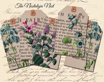 Printable Vintage Floral Tags, Junk Journal Printables, Shabby Chic, Shipping Tags, Ephemera, Digital Ephemera, Instant Download, Elegant