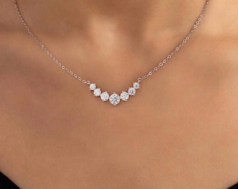 Moissanite Sterling Silver Smile Necklace GRA certified