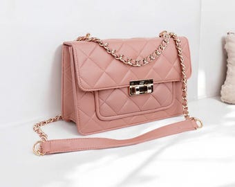 Handmade Quilted Leather Crossbody Clutch – Ladies Shoulder Bag