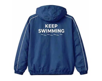 Handmade BTS Inspired Keep Swimming Jacket - Blue Track Streatwear