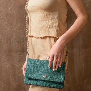 Sac à bandoulière pliable Dreams tissé fait main - Pochette en cuir pour femme - Sac en cuir véritable pour femme - Sac à bandoulière - Bandoulière amovible