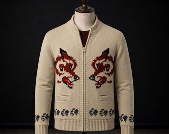Gilet Project Hail Mary Fox, pull Ryan Gosling Wolf tricoté à la main, pull zippé de science-fiction