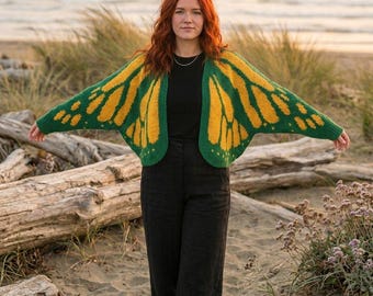 Monarch Butterfly Crochet Pattern - PDF Oversized Winged Sweater - DYI Nature Fashion Digital Download