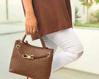 Handmade Eight Handwoven Women's Leather Bag