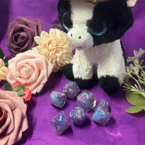 Blue and Purple Swirl D&D Dice Set