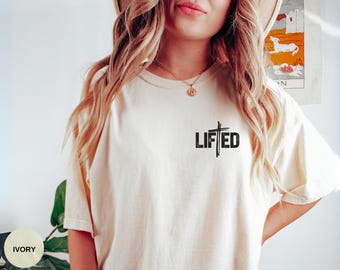 Lift Heavy Pray Hard Comfort Colors Shirt | Vintage Christian Cross Gym Tee | Religious Gift