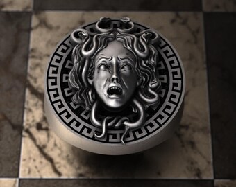 Silver Medusa Ring, Greek Mythology Silver Ring, Sterling Silver Medusa Snake Ring, Cool Silver Ring, Symbolic Medusa Silver Gift for Him