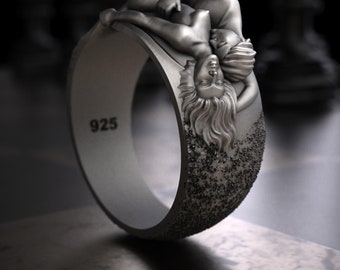 Romantic Lovers Ring, Lovers Hugging Ring, Couple Embrace Ring, Hugging Lovers Design, Sterling Silver Romantic Band, Unique Valentine Gift
