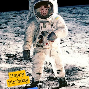 Custom Astronaut Digital Portrait - Astronaut Personalized Portrait - Print From Photo, Custom Personalized Astronaut Birthday card
