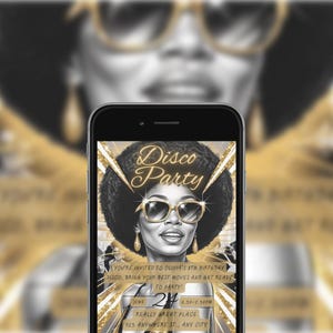 Disco Birthday Invitation: 70s Soul Train Party (CANVA Template)
