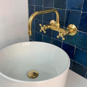 Unlacquered brass bathroom faucet, vintage bathroom faucets, unlacquered brass faucet, antique brass bathroom faucet, bathroom vanity brass