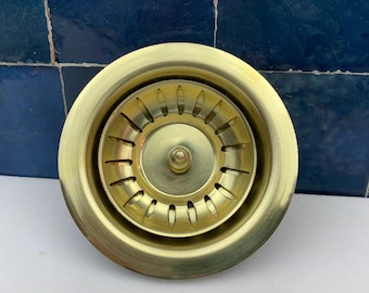 Unlacquered Brass Kitchen Sink Strainer: 3 1/2&quot; Waste Drain