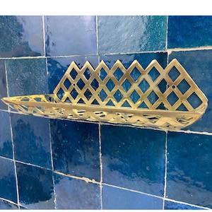 Unlacquered Brass Shower Shelf: Vintage Bathroom Soap Holder