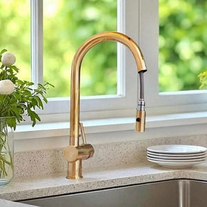Unlacquered brass kitchen faucet, brass kitchen sink faucet, wall mount faucet, antique brass faucet, kitchen faucet vintage brass