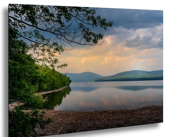 Ashokan Reservoir Print: Reflective Waterscape Photography, Serene Nature Wall Art
