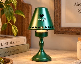 Vintage Tealight Candle Lamp, Green Metal Lantern