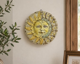 Vintage Sun & Moon Wall Plaque – Celestial Garden Decor