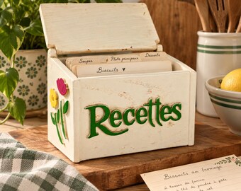 Vintage Recipe Box, Floral Recipe Card Box, Cottagecore Kitchen Storage