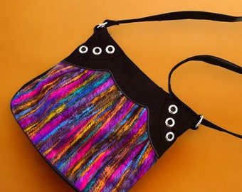 Vintage broderad axelväska – Färgglad boho hippie-väska