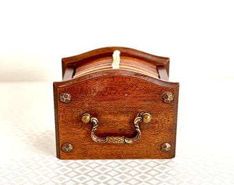 Vintage Wooden Coaster Set with Drawer Storage
