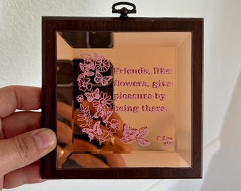 Vintage Friendship Mirror – Pink Flowers & Butterflies