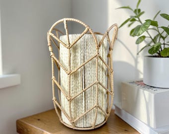 Rattan Tulip Lamp Boho Bedside Table Lamp Wicker