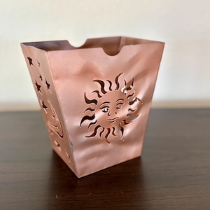 Vintage Bronze Sun Moon Candle Holder | Unique Celestial Decor | Eye-Catching Partylite Metal Luminary | Plant Holder | Boho Spiritual Gift