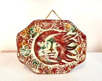 ヴィンテージ テラコッタ マヤの太陽と月の顔の壁掛け - Etsy 日本