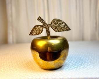 Vintage Brass Apple Trinket Box