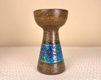 Vintage Aldo Londi Bitossi Candle Holder | Mid-Century Italian Ceramic | Rimini Blu