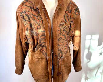Chaqueta de cuero vintage con patchwork • Abrigo bohemio
