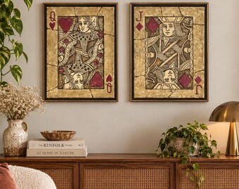 Vintage Playing Card Wall Decor – Queen of Hearts & Jack of Diamonds