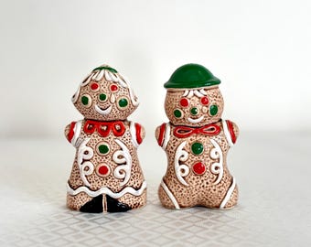Vintage Ceramic Gingerbread Couple Figurines | Retro Christmas Decor