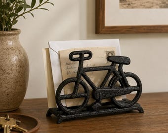 Vintage Cast Iron Bicycle Napkin Holder Mail Holder