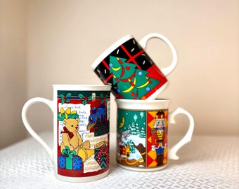 Vintage Christmas Mug Set | Holiday Coffee Cup