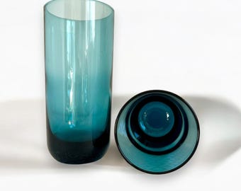 Vintage Blue Crystal Highball Glasses – Mid-Century Barware Set of 2